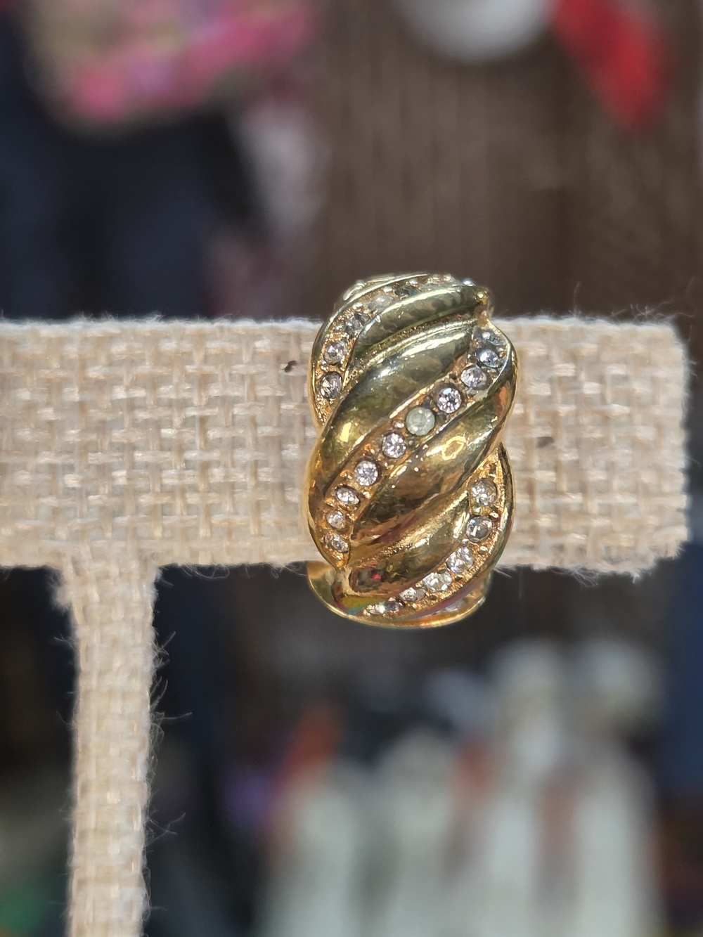 GIVEAWAY Dior Gold-Tone Twisted Hoop Earrings with Clear Crystals - Picture 2 of 4